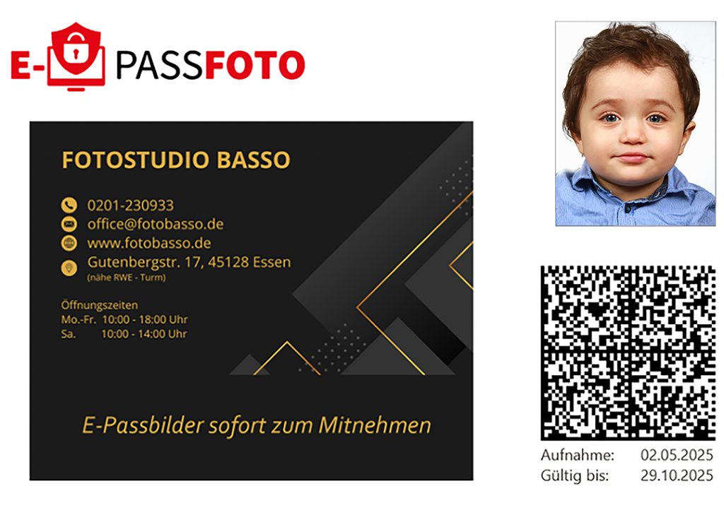 Biometrisches Passbild für den Ausweis auch für Kinder
